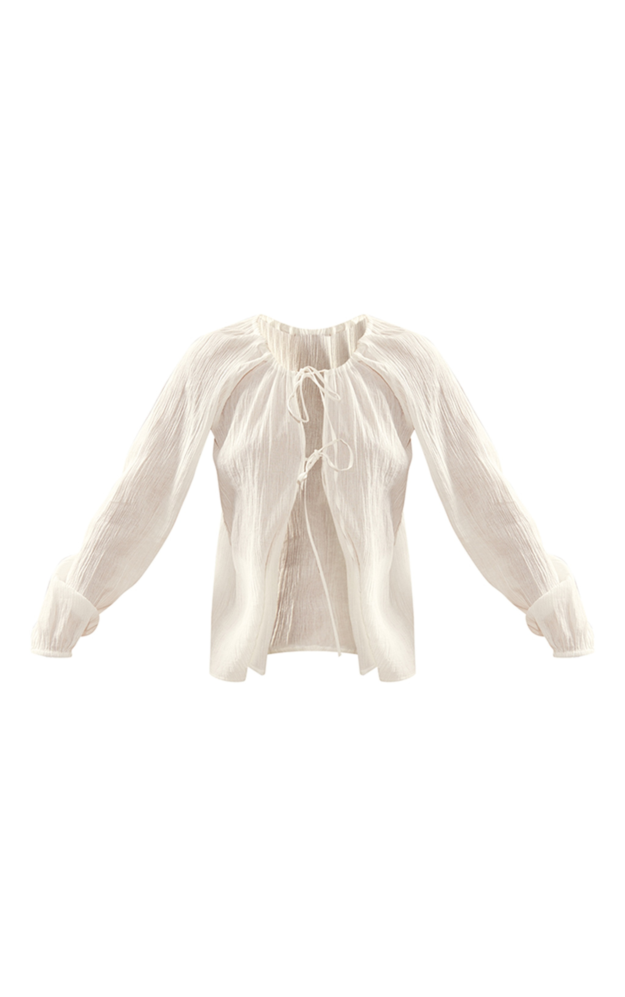 White Cheesecloth Tie Front Shirt | PrettyLittleThing UK