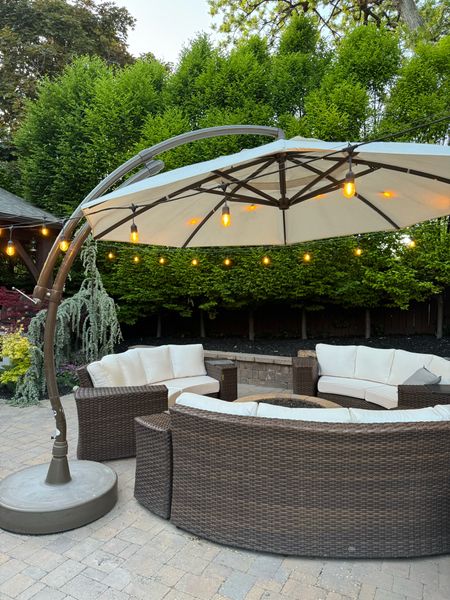 Our outdoor firepit furniture and umbrella.  We’ve had this furniture for 7 years and it still looks fantastic!  The furniture and umbrella are currently on sale at Frontgate!  

Patio season, outdoor 

#LTKhome #LTKSeasonal #LTKsalealert