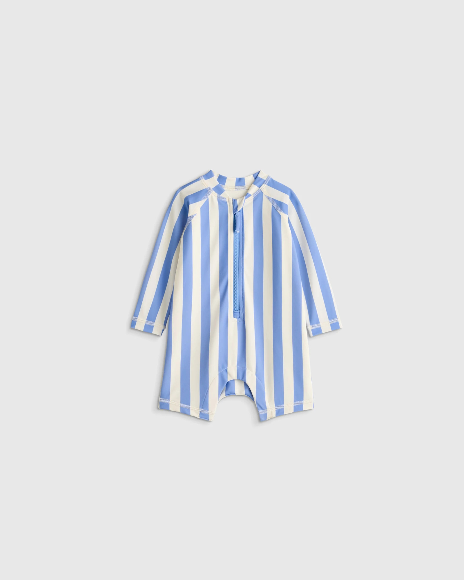 Long Sleeve Zip-Up Rash Guard One-Piece - Baby in Peri Beach Stripe | Quince
