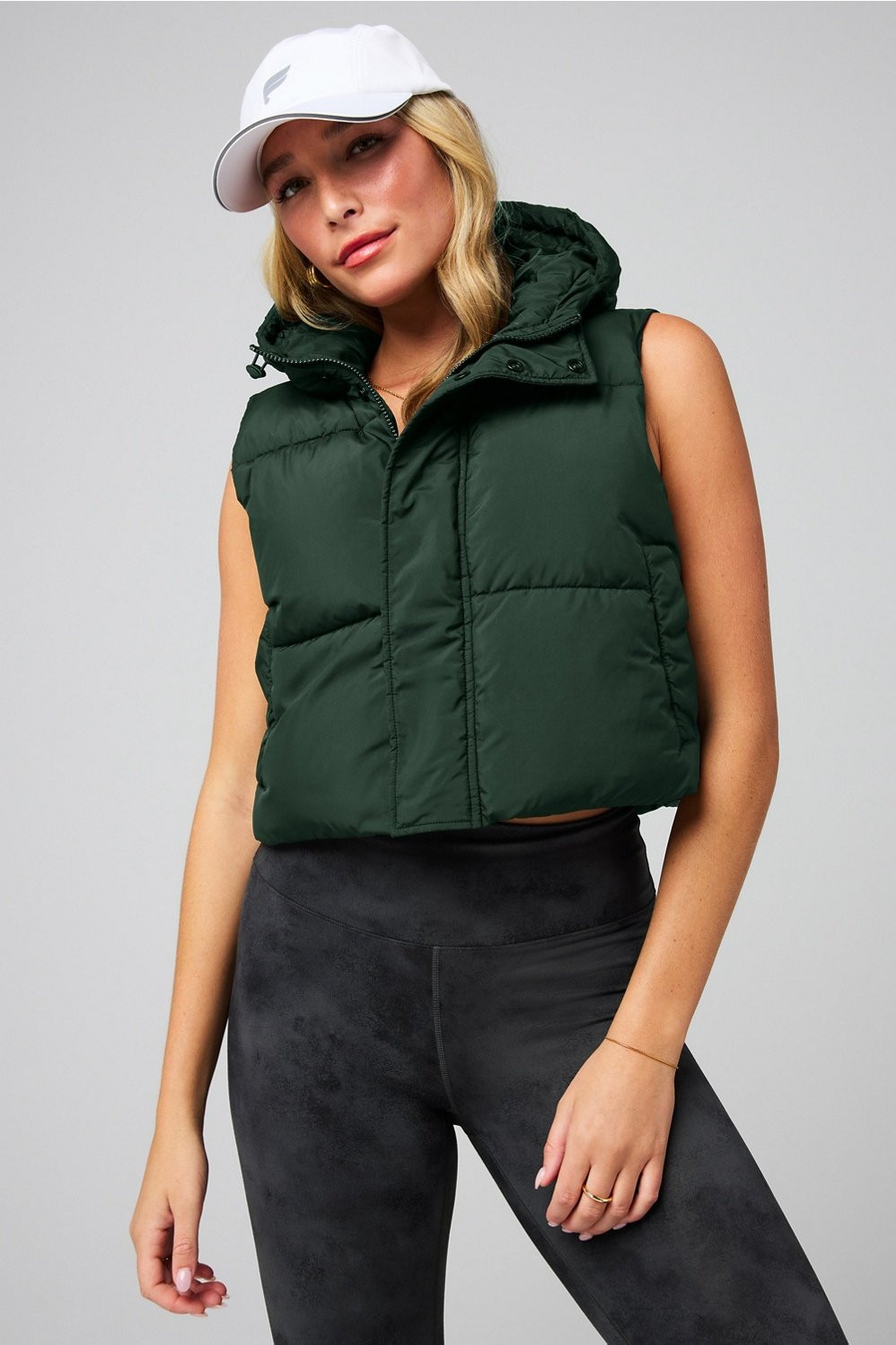 Essential Cropped Hooded Puffer Vest | Fabletics