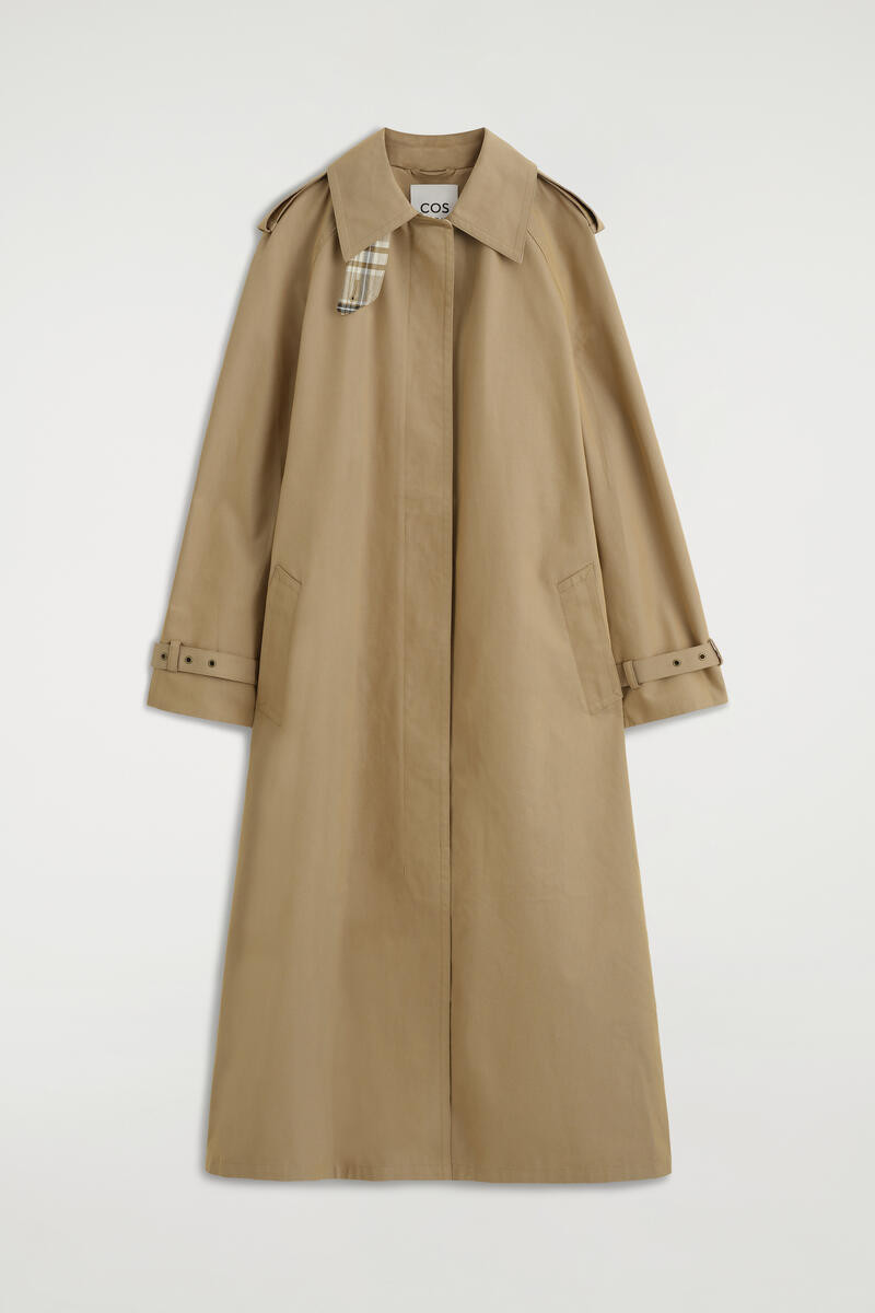 Check-Detail Belted Cotton Trench Coat | COS (US)