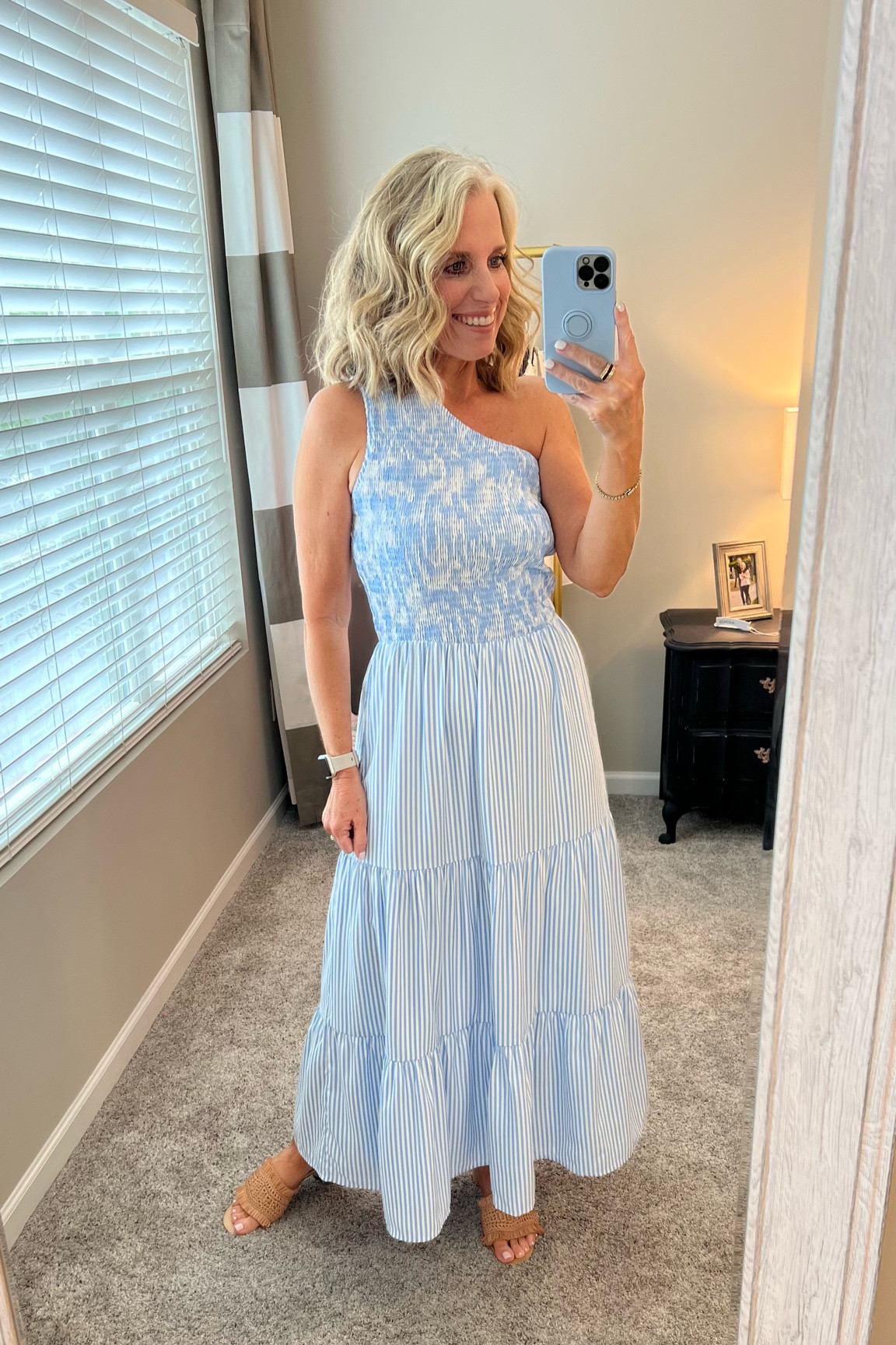 Super cute smocked one shoulder dress. 
Fit too: I’m in a small and need an XS (not an option) you need to be a little busty for this one or it will be too big 

Use code 254D44NG for 25% off

#LTKsalealert #LTKunder50 #LTKSeasonal