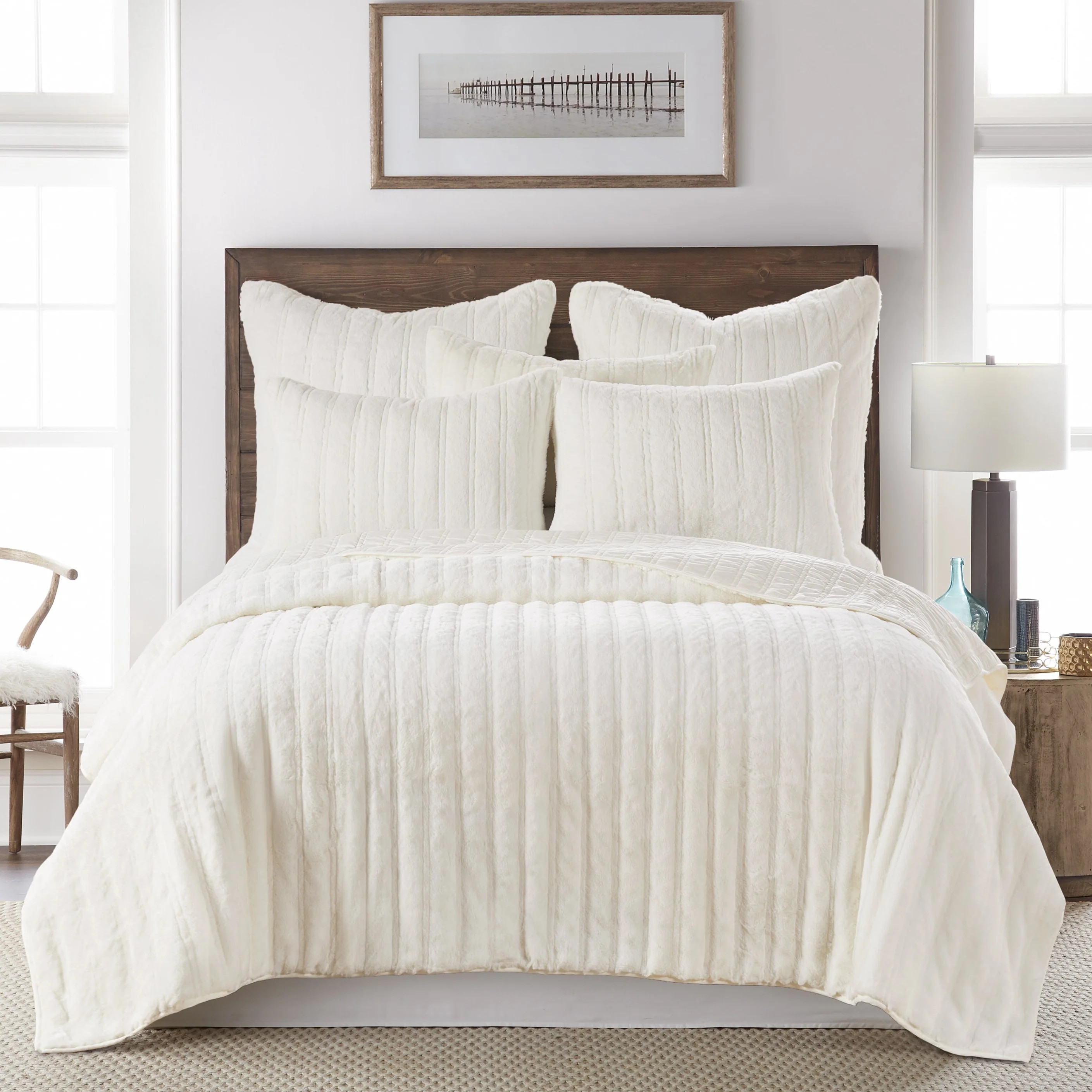 Faux Fur Ivory Quilt - Full/Queen | Levtex Home