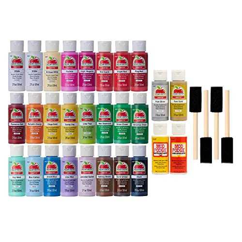 Apple Barrel PROMOABMP22 Holiday DIY Featuring 26 Paints, 2 Mod Podge Acrylic Sealers and 4 Foam Brushes, 32 Piece Set, Multi 56 Fl Oz | Amazon (US)