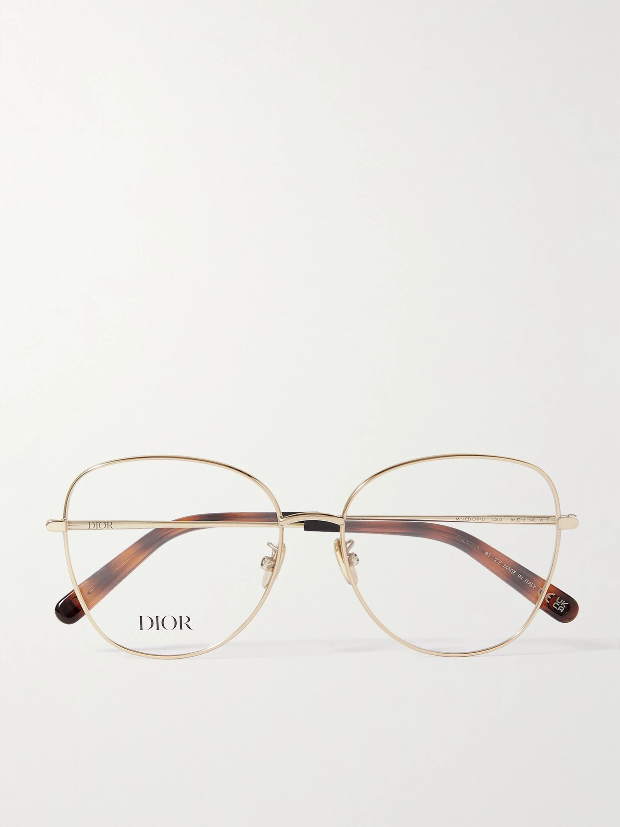 DIOR Eyewear - Mini Cd O B4u Oversized Round-frame Silver-tone And Tortoiseshell Acetate Optical Glasses - Gold - One size | NET-A-PORTER APAC