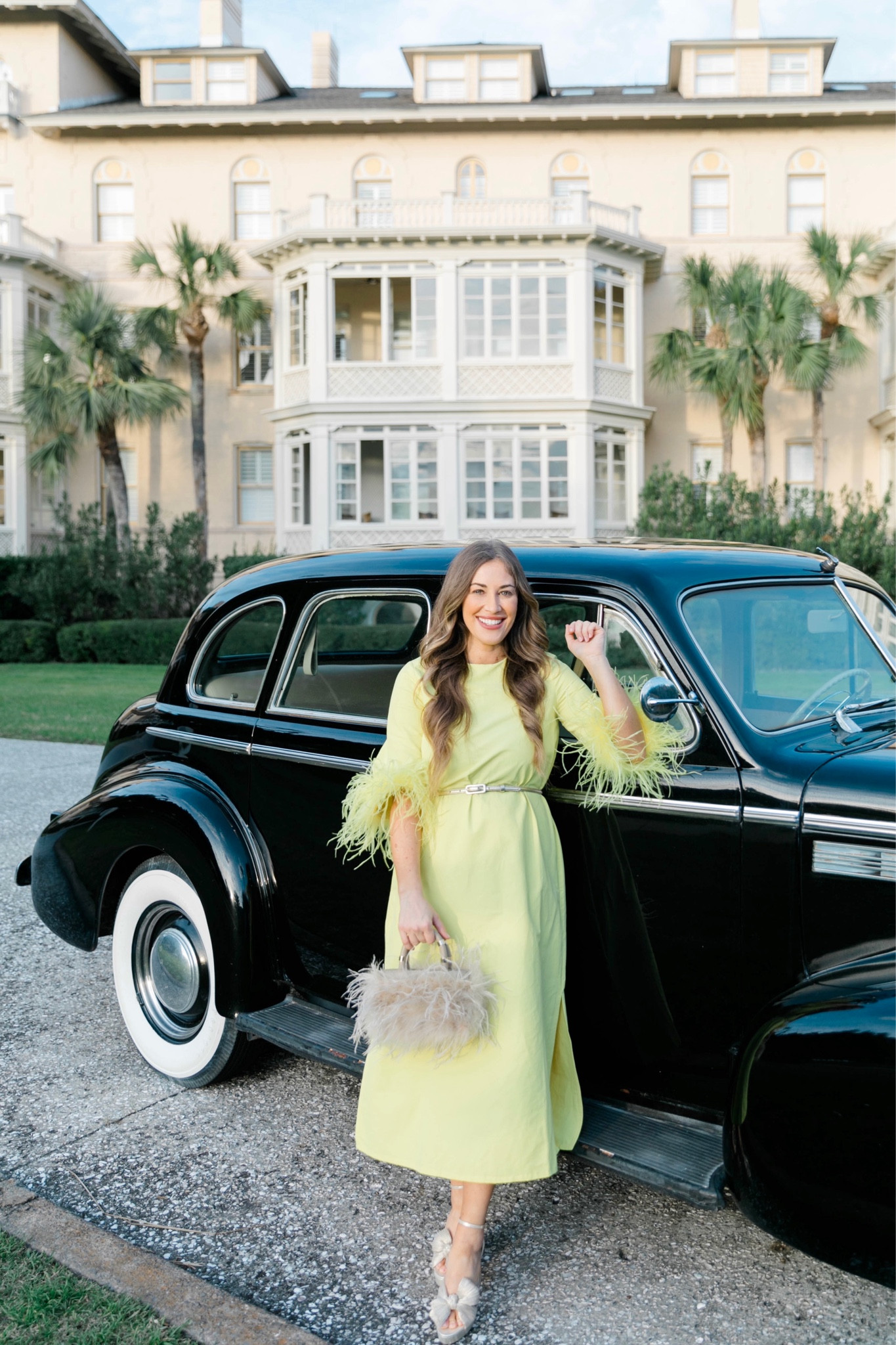 Feather Dress // Citron // Maxi // Heels // Bag // Feather Purse

#LTKSeasonal #LTKstyletip #LTKshoecrush