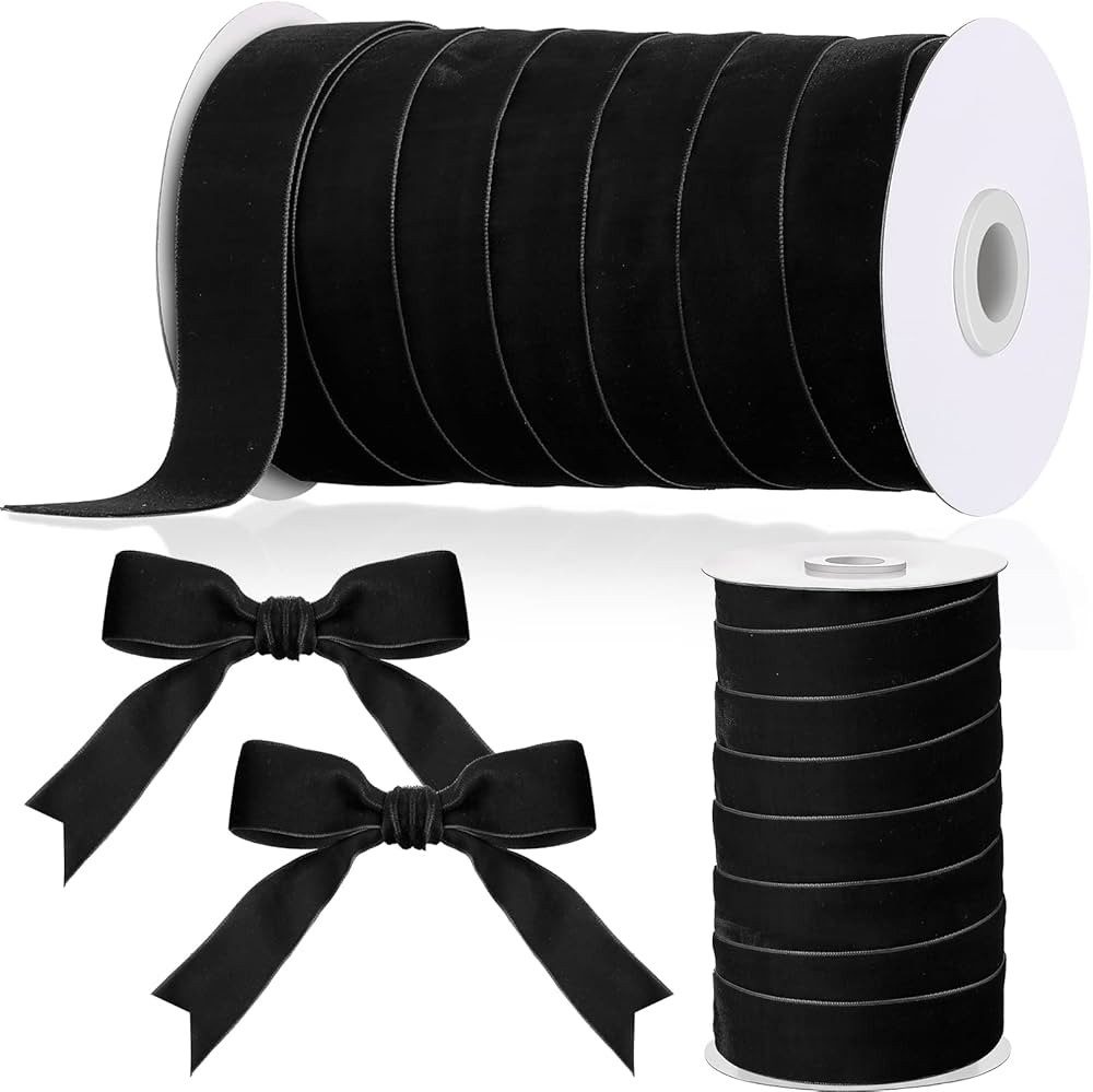 Chuangdi 1 Inch, 30 Yard Christmas Black Velvet Ribbon Wide Vintage Velvet Ribbons for Christmas ... | Amazon (US)