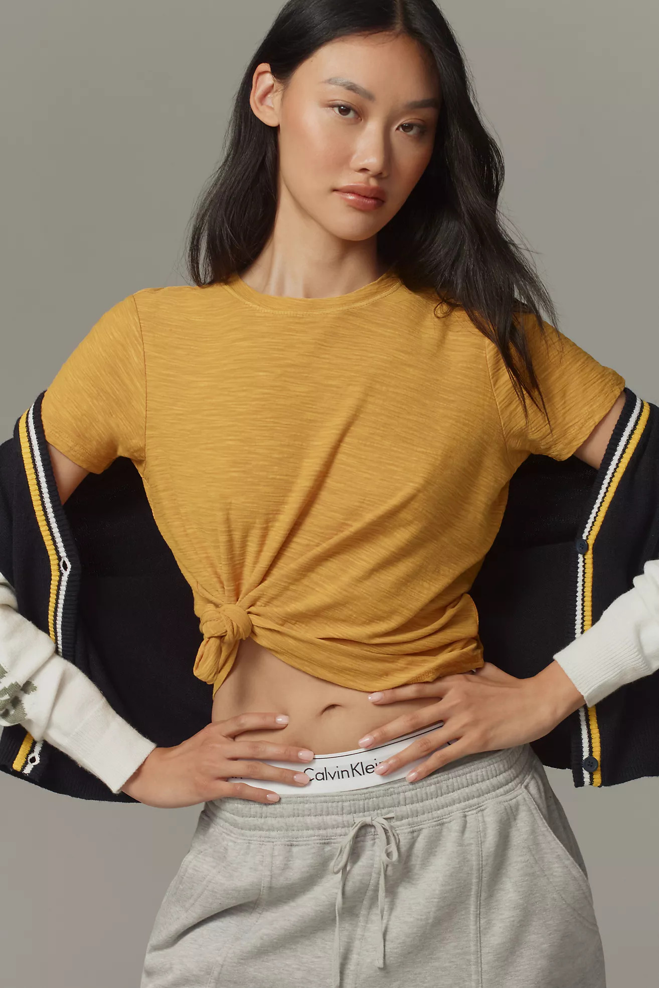 The Bennie Slim Crew Neck Cotton-Slub Tee by Pilcro | Anthropologie (US)
