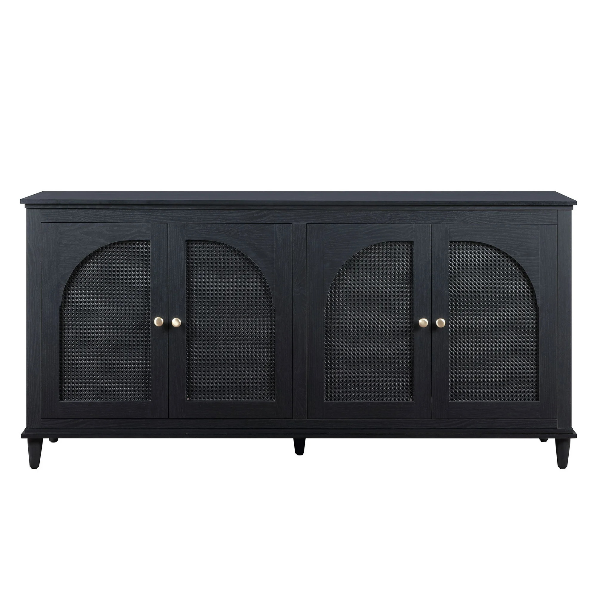 Beautiful Drew Rattan 4-Door Buffet by Drew Barrymore, Black Finish - Walmart.com | Walmart (US)