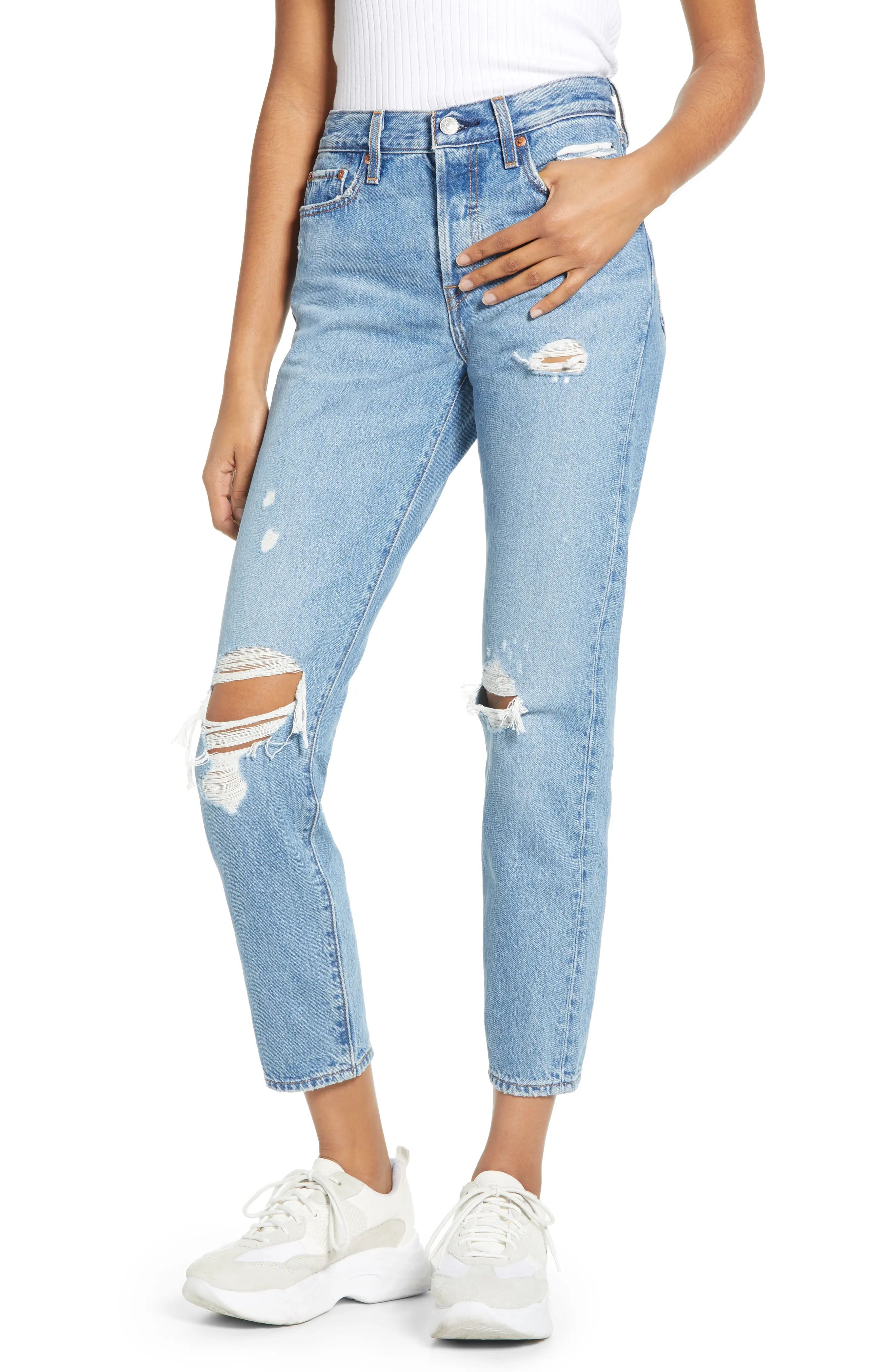 Women's Levi's Wedgie Icon Fit Ripped Straight Leg Jeans, Size 29 - Blue | Nordstrom