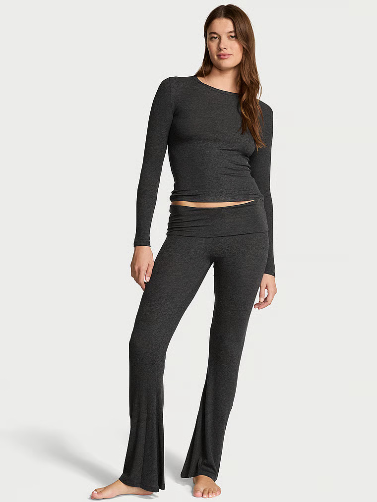 Buy Ribbed Modal Long Lounge Set, Heather Characol Grey - Order Pajamas Sets online - Victoria's ... | Victoria's Secret (US / CA )