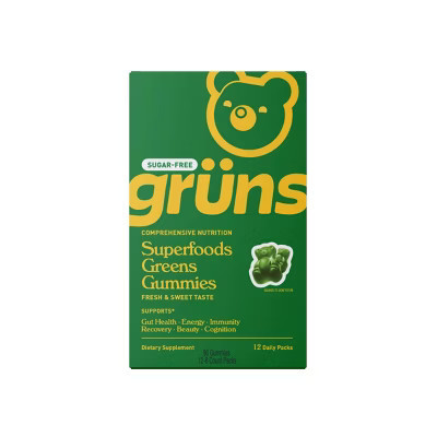 Gruns Adult Sugar-Free Superfoods Greens Gummies - 96ct/12 Servings | Target