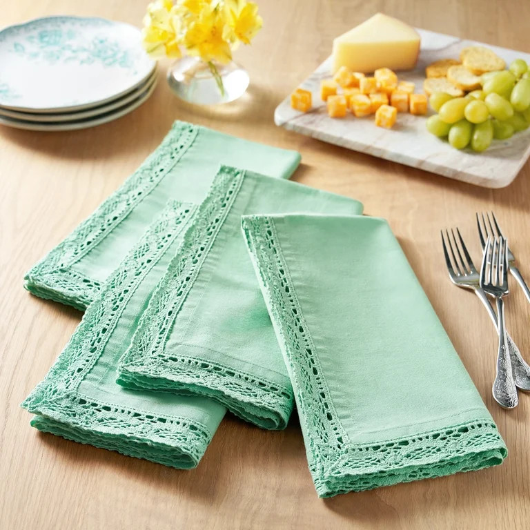 The Pioneer Woman 100% Cotton Fabric Napkin Set, Green Lace, 20"W x 20"L, Set of 4 | Walmart (US)