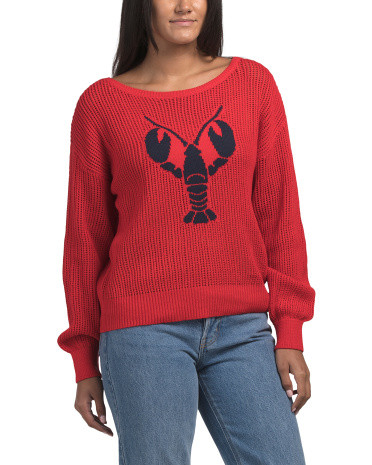 Jacquard Lobster Long Sleeve Pull Over Sweater | TJ Maxx