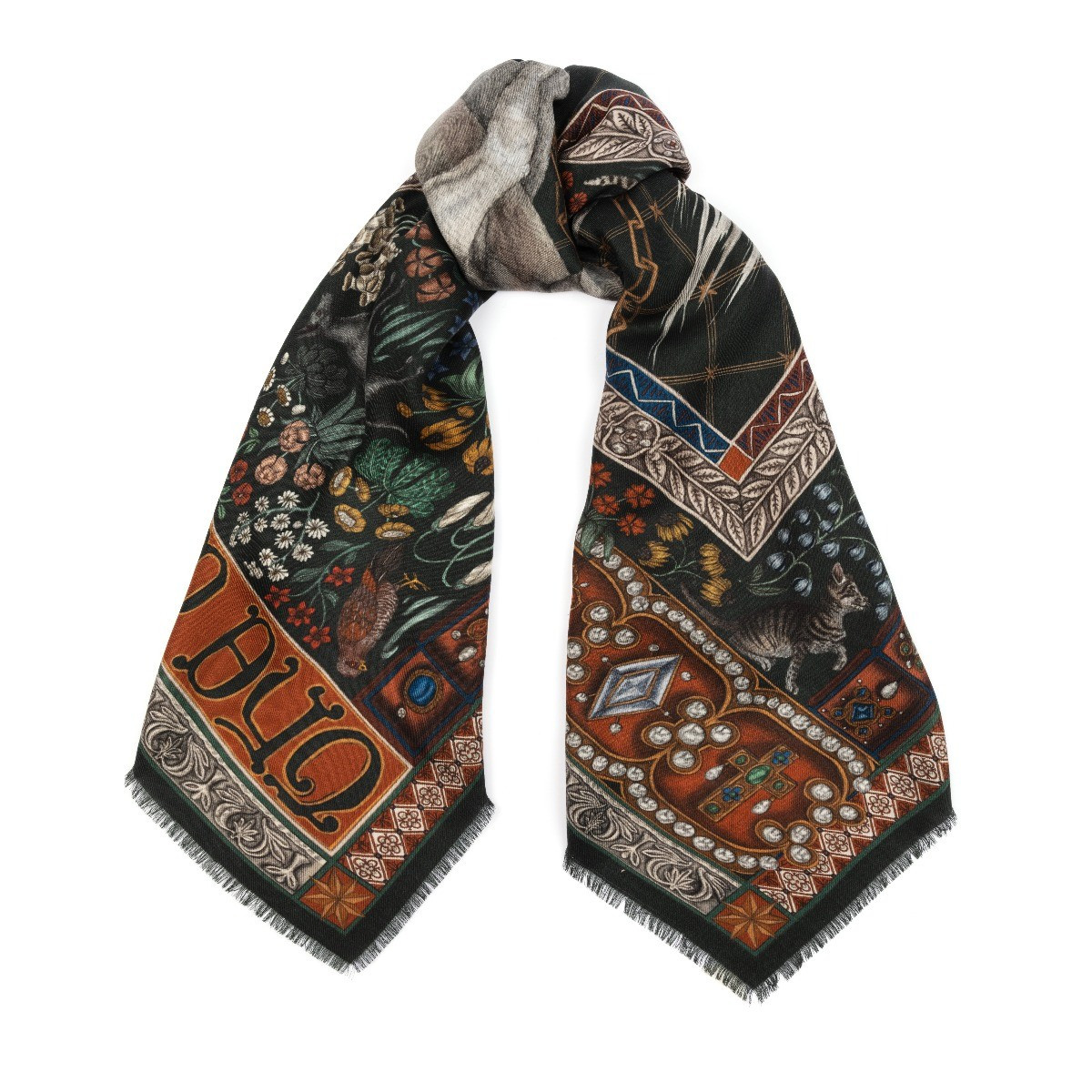 Sabina Savage The Exalted Unicorn Wool & Silk Scarf | Fortnum & Mason