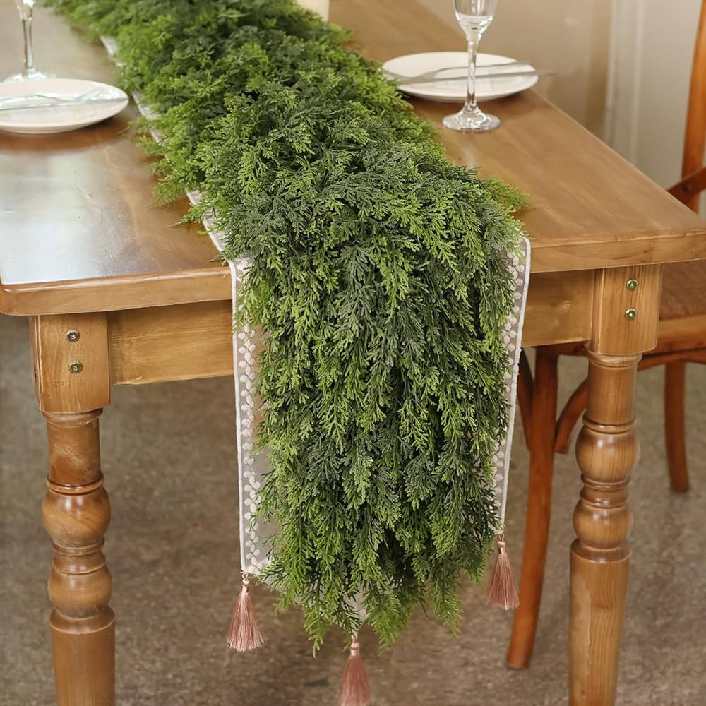 9FT Real Touch Cedar Garland - Artificial Christmas Garland Fake Green Faux Thick and Lush Pine N... | Amazon (US)