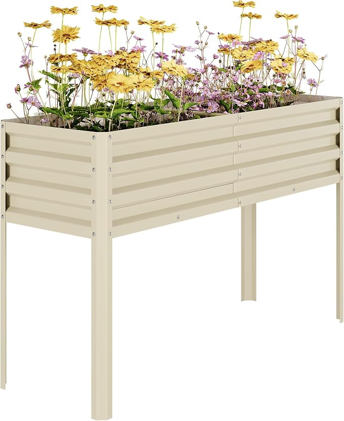 Galvanized Raised Garden Bed with Legs&Water Storage - 50×32×17 in Metal Planter Box, Outdoor R... | Amazon (US)