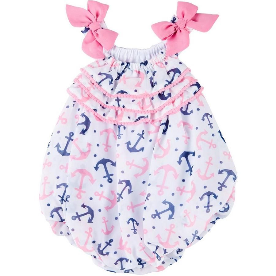 Baby Girls Chiffon Anchor Print Bubble Romper | Bealls