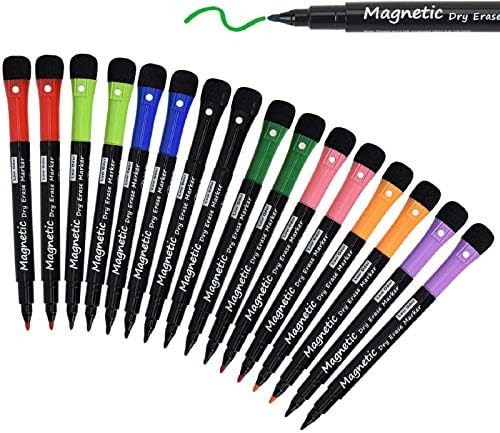[16 Pack] Linkbro Magnetic Dry Erase Markers - Fine Tip (8 Colors) Low Odor Whiteboard Markers fo... | Amazon (US)