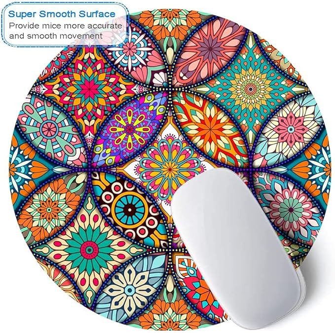 BOSOBO Mouse Pad, Round Mandala Mouse Mat, Cute Mouse Pad with Design, Non-Slip Rubber Base Mouse... | Amazon (US)