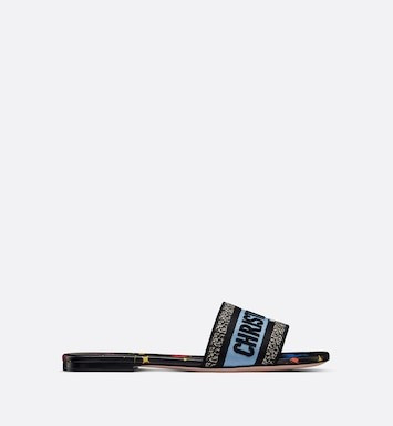 Dway Slide Black Multicolor Embroidered Cotton with Dior Pixel Zodiac Motif | DIOR | Dior Couture