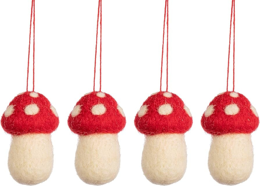 Sass & Belle Mushrooms Felt Hanging Decoration - Set of 4 | Amazon (UK)
