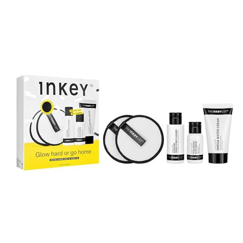 The INKEY List Glow Hard or Go Home Gift Set, Includes 2 Cleansing Pads, Hydrating Cream-to-Milk Cleanser + Hyaluronic Acid Serum + Omega Water Cream, Skincare Trio for Glowing Skin, Perfect Gift | Amazon (US)