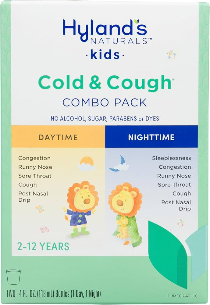 Hyland's Naturals Kids Cold & Cough, Day and Night Combo Pack, Cold Medicine for Ages 2+, Syrup C... | Amazon (US)