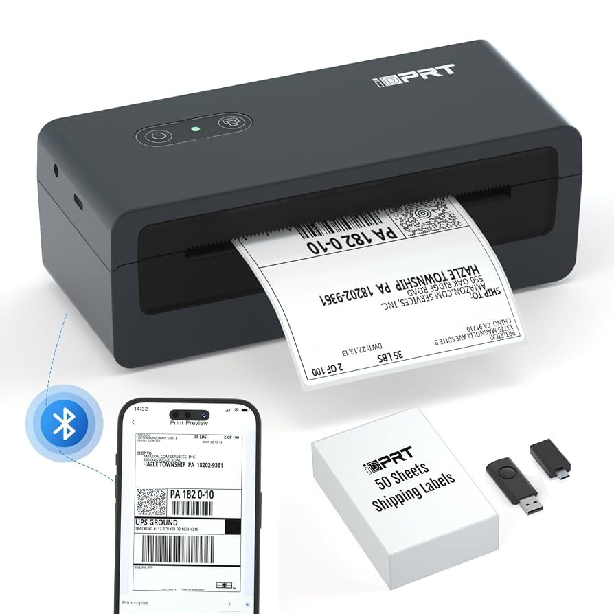 iDPRT Shipping Label Printer 4x6 Bluetooth Thermal Label Printer for Small Business and Shipping ... | Amazon (US)