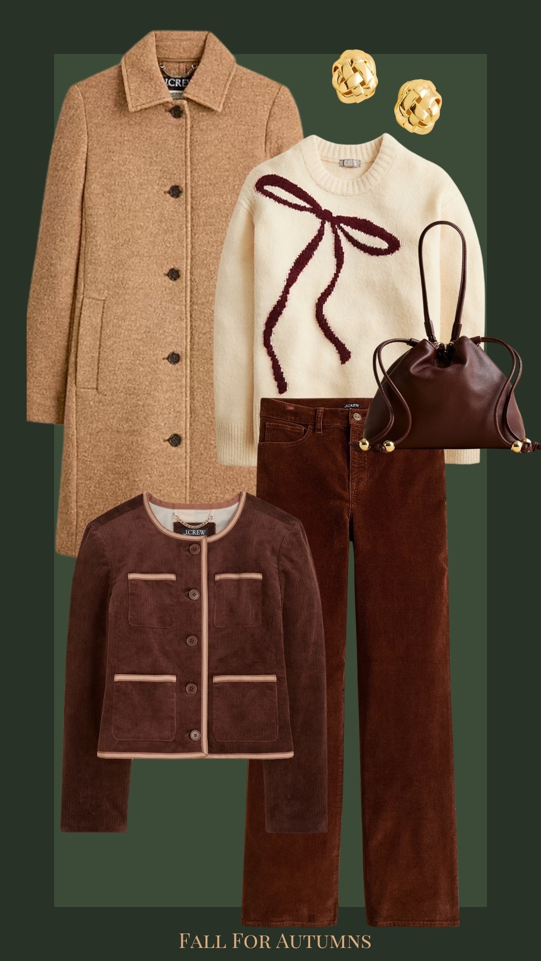 Jcrew Black Friday sale for autumns, chestnut, brown, tan, ivory, bow, Christmas outfit, holiday, classic style, classic ingenue, workwear, wool coat, worker jacket, matching set, corduroy, leather bag, gifts for her

True autumn, dark autumn, soft autumn, HOCautumn, color analysis 

#LTKCyberWeek #LTKSaleAlert #LTKWorkwear