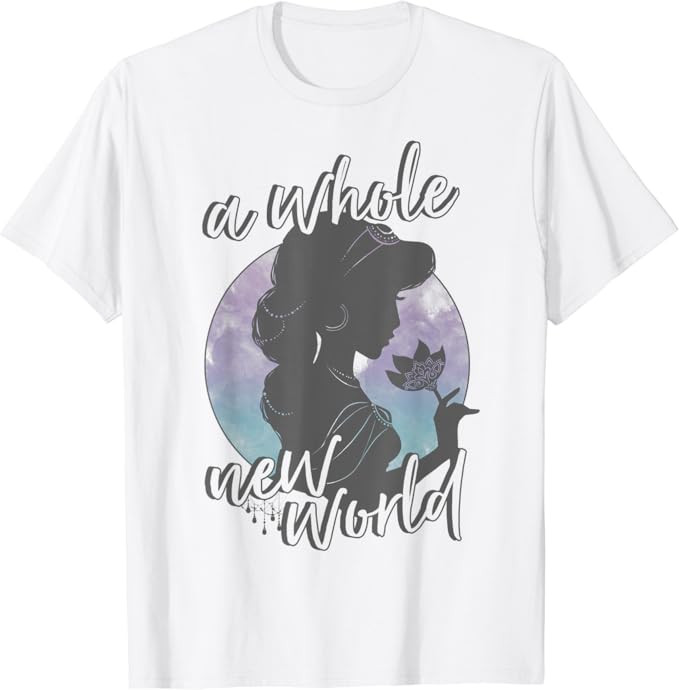 Disney Aladdin Jasmine A Whole New World Profile Silhouette T-Shirt | Amazon (US)