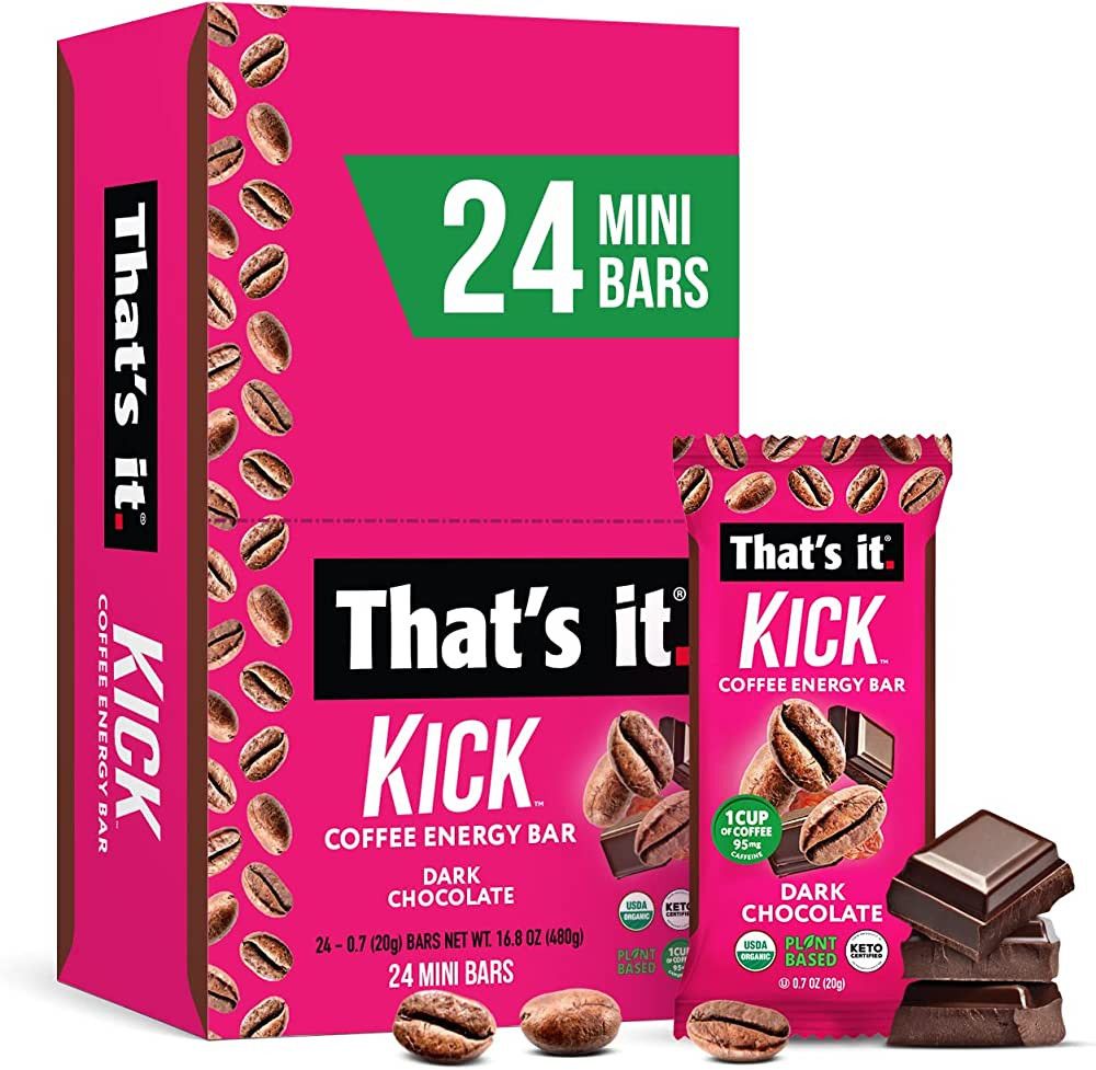 That’s it. Kick Coffee Energy Bar, 24 Mini Bars, Plant-Based, Vegan, USDA Organic, Natural Caff... | Amazon (US)