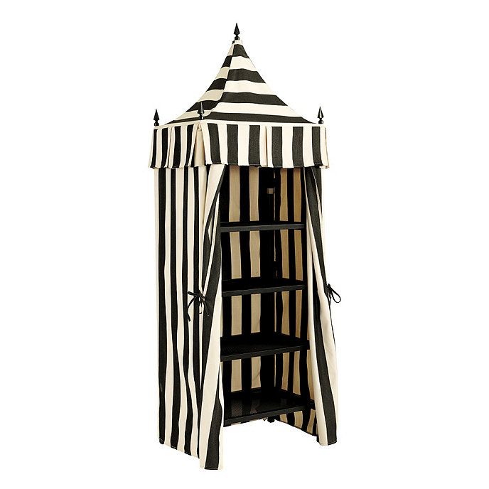 Positano Towel Cabana - Canopy Stripe Black/Sand Sunbrella | Ballard Designs | Ballard Designs, Inc.