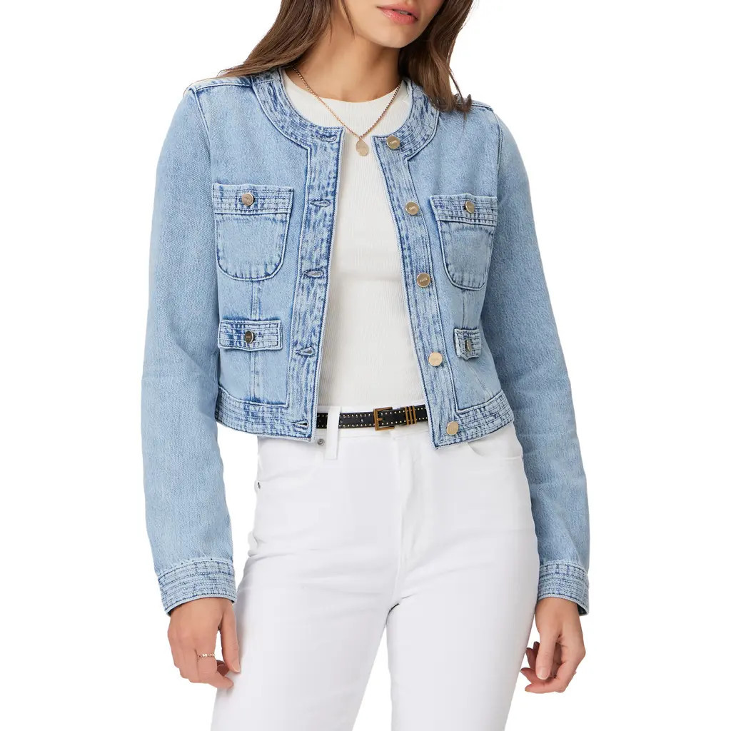 PAIGE Kiya Crop Denim Jacket in Doreen at Nordstrom, Size Xx-Small | Nordstrom