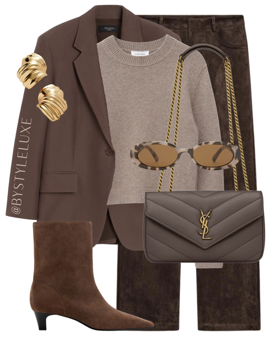 CHOCOLATE BROWN - an elevated blazer outfit with brown suede trousers set s and ankle boots 

#boots #blazer #autumnoutfit 

#LTKautumn #LTKshoes #LTKwinter