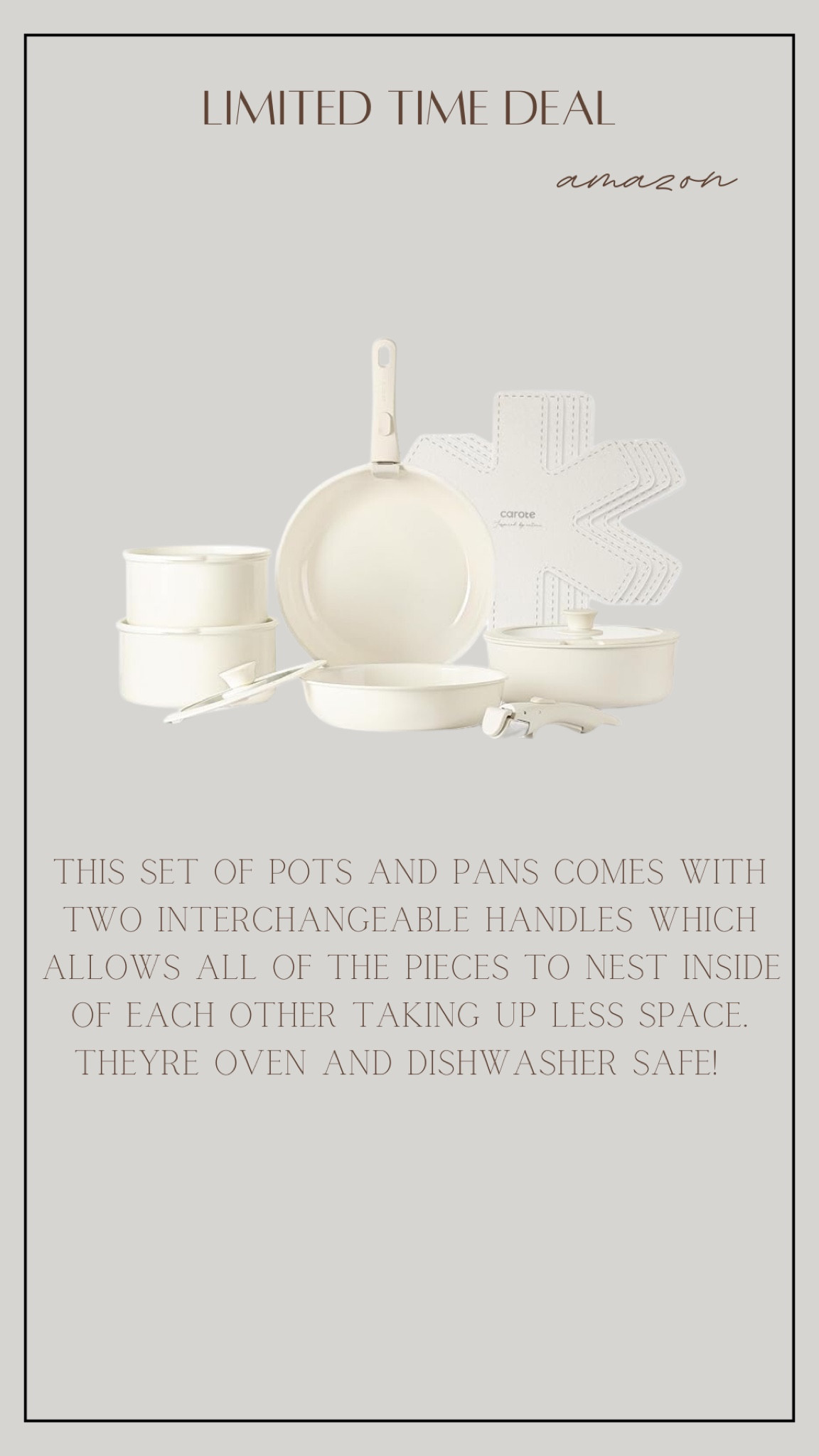 Amazon kitchen find on sale! Pots and pans with interchangeable handle, stacks easily and doesn’t take up a lot of space 

#LTKhome #LTKsalealert