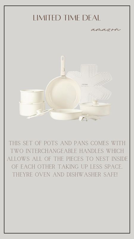 Amazon kitchen find on sale! Pots and pans with interchangeable handle, stacks easily and doesn’t take up a lot of space 

#LTKhome #LTKsalealert
