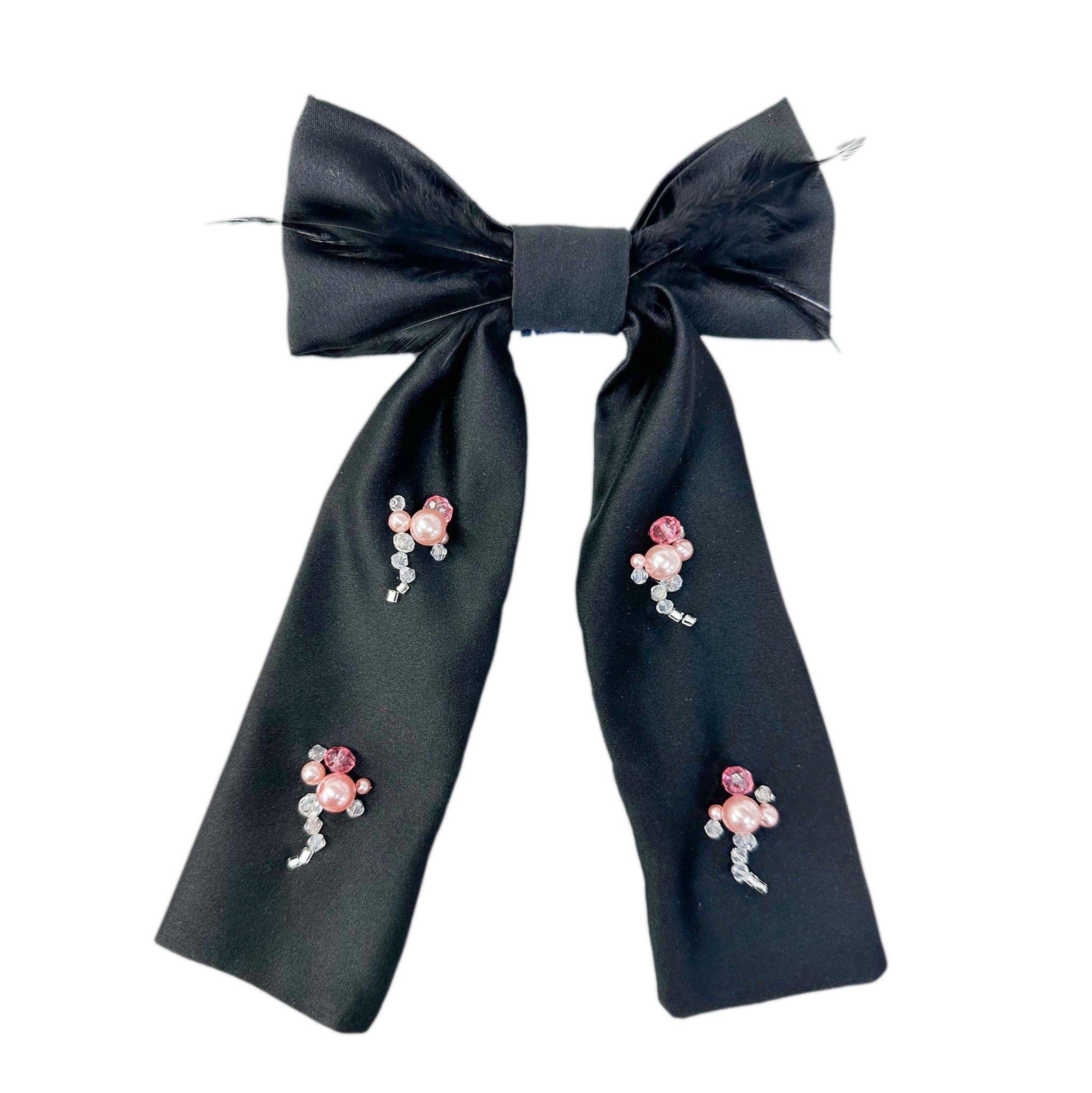 Kylie Embroidered Feather Hair Bow | petite maison kids