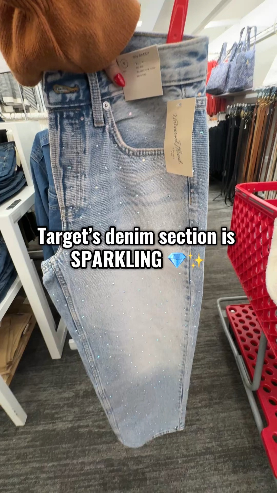Sparkles on denim!? There is nothing better! Targets new bedazzled denim is a must for the holiday season! 🥰 💎 

#LTKFindsUnder50 #LTKHoliday #LTKStyleTip