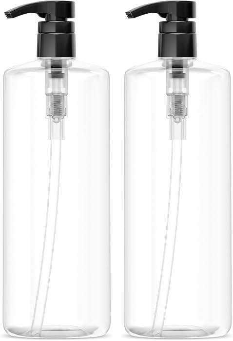 Bar5F Empty Shampoo Bottles with Pumps (2-Pack 32oz/1Liter/Large) BPA-Free PETE1 Plastic Bottle C... | Amazon (US)