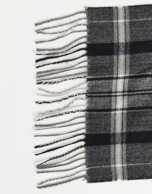 Boardmans check fringe scarf in gray | ASOS (Global)