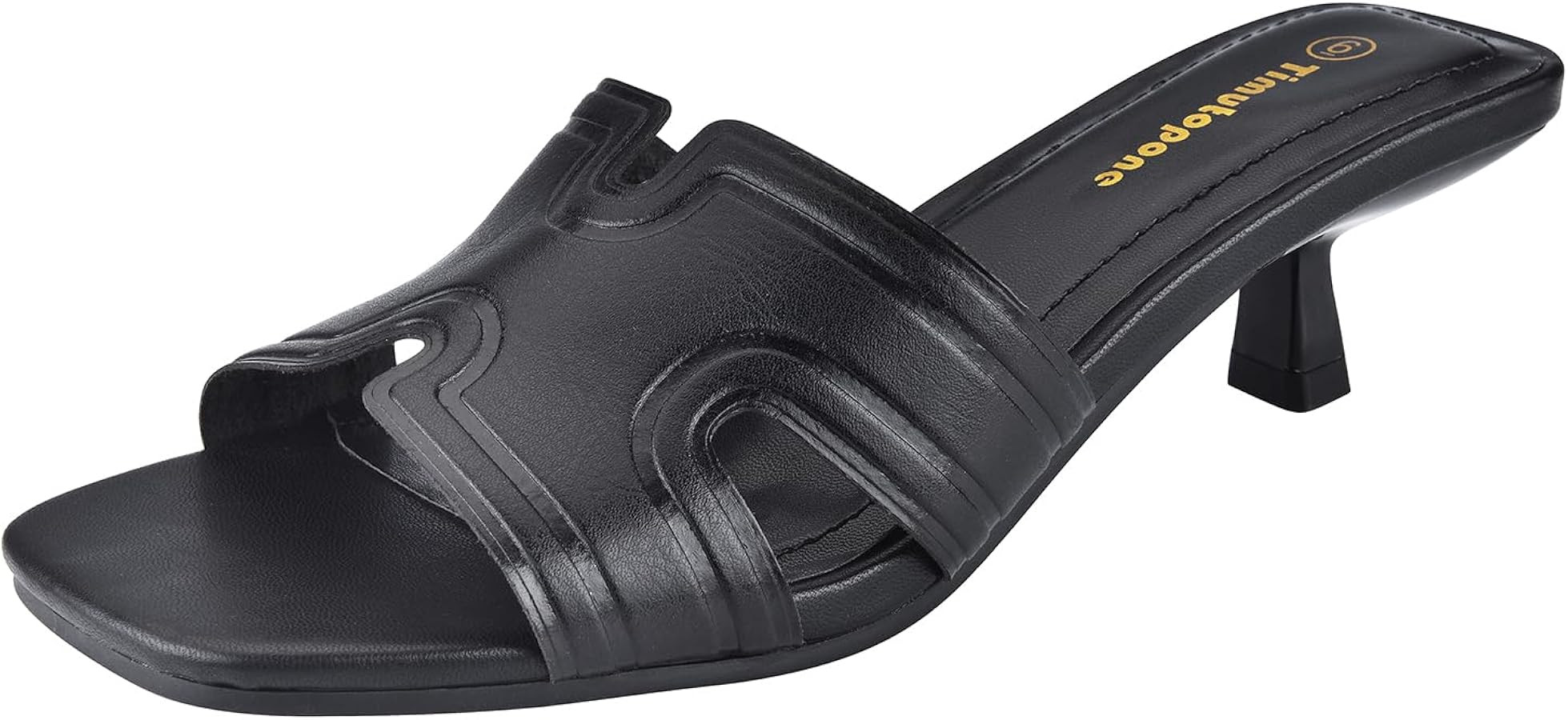 Kitten Heels Leather Sandals for Women Open Toe Textured One Band H Slide Dressy 2 inch Low Heele... | Amazon (US)