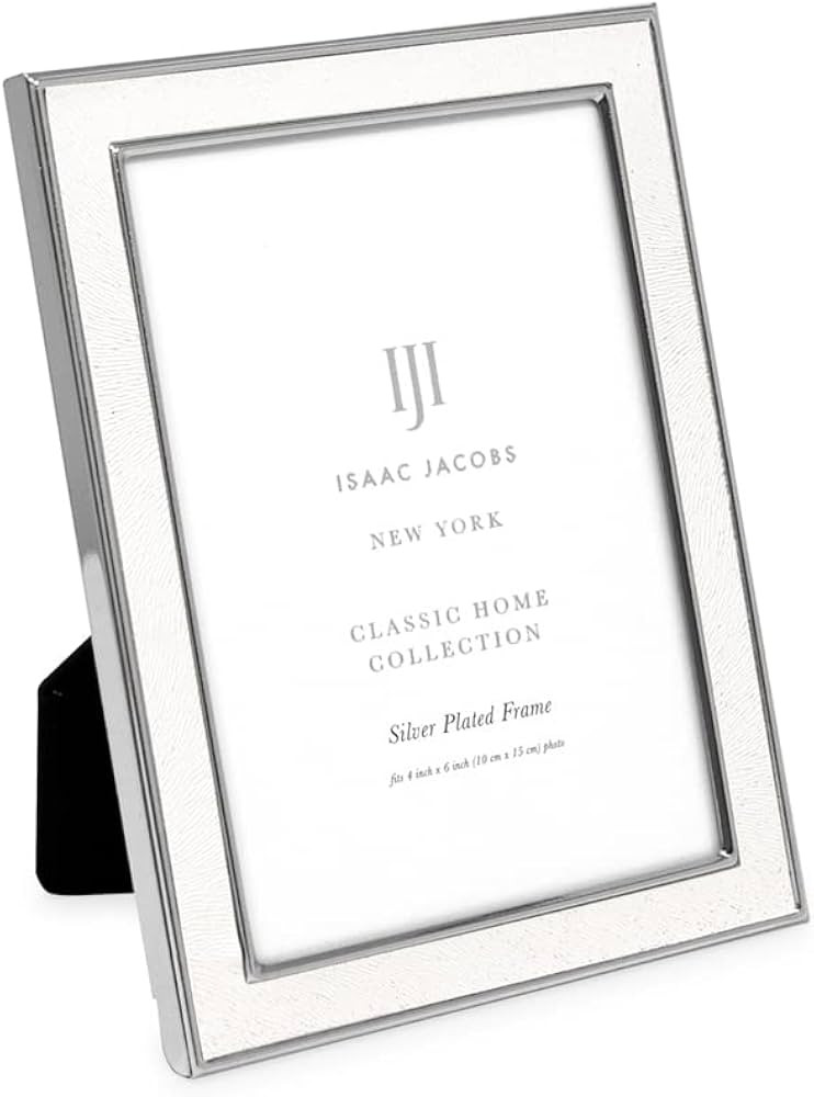 Isaac Jacobs 4x6 White Textured Leather (Vertical & Horizontal) & Silver Metal Picture Frame, wit... | Amazon (US)