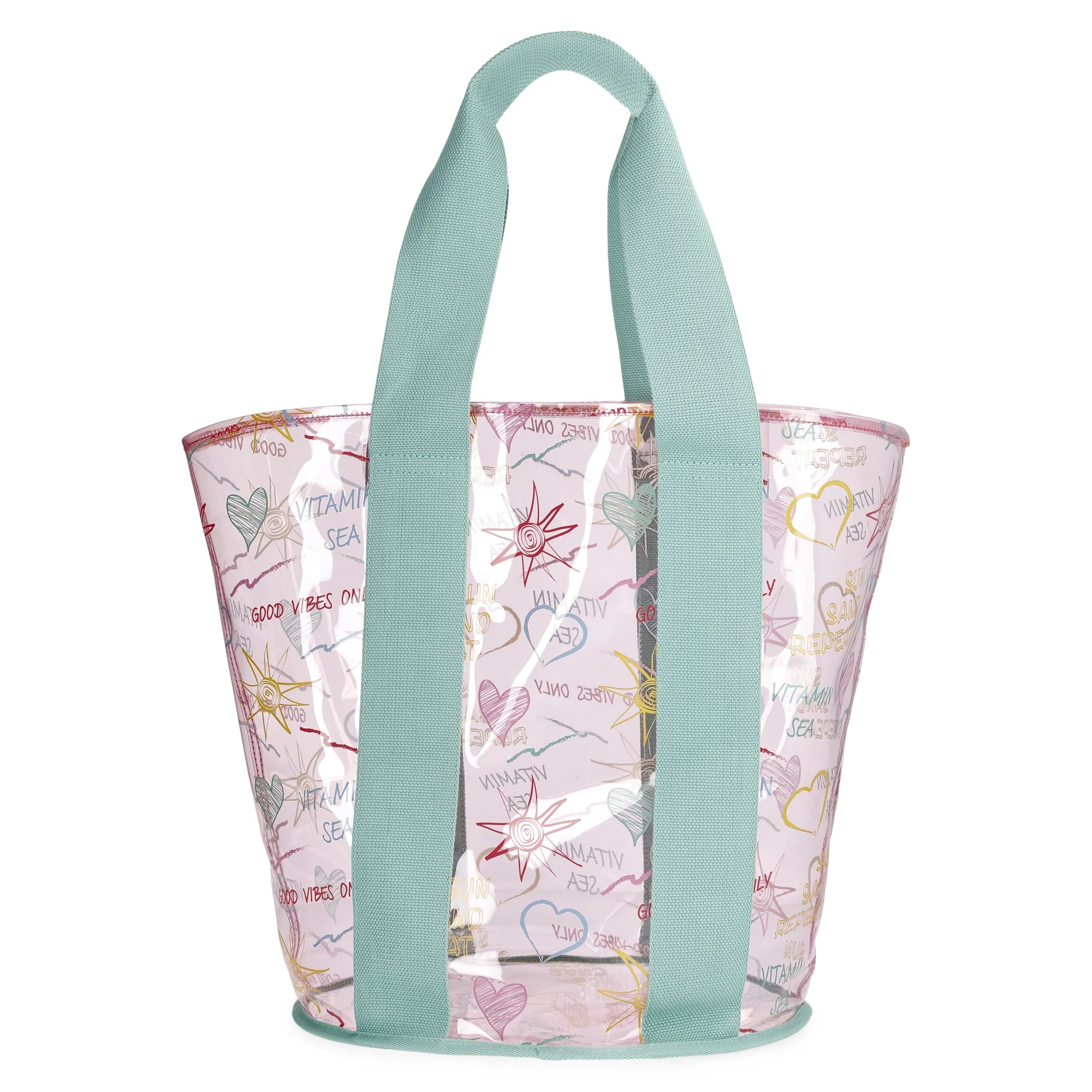 No Boundaries Clear Beach Tote, Multicolor, Women's | Walmart (US)