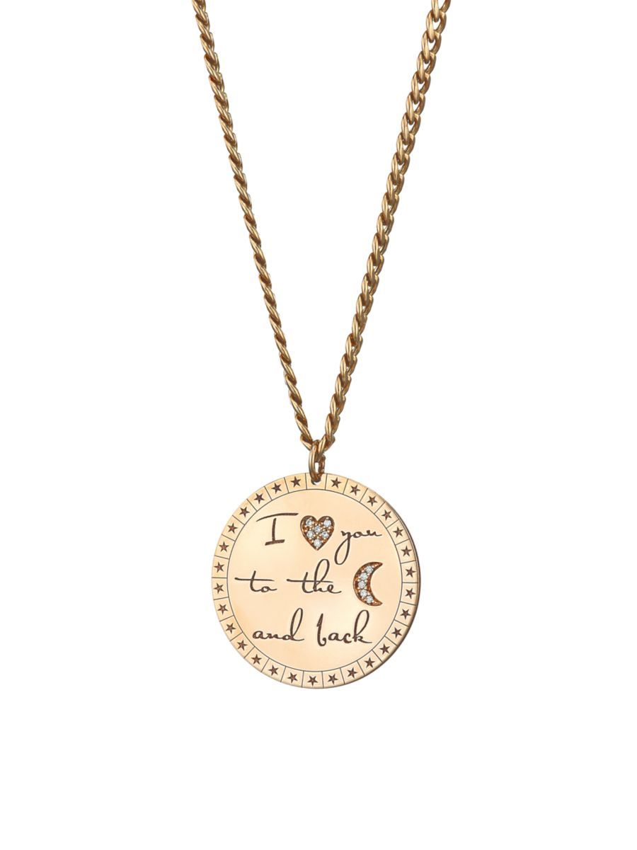 Zoë Chicco Mantras 14K Yellow Gold &amp; Diamond "I Love You" Large Disc Pendant Necklace | Saks Fifth Avenue