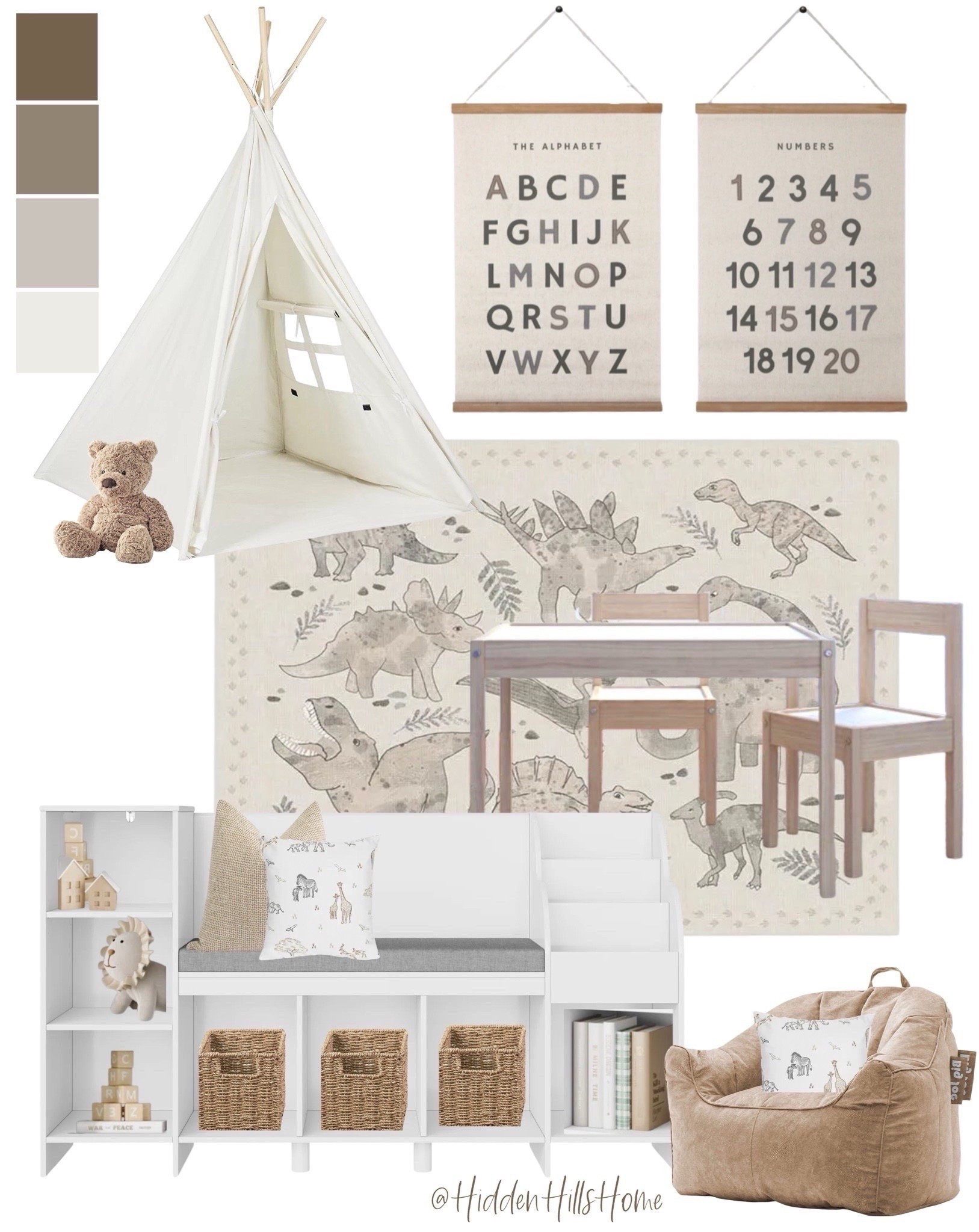 Kids playroom mood board, playroom design ideas, neutral kids playroom design, dinosaur playroom #moodboard #playroom 


#LTKHome #LTKSaleAlert #LTKKids