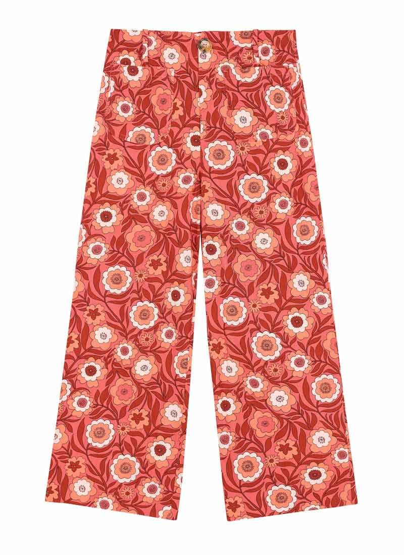 Pippa Pink Floral Print High Waist Trousers | Joanie
