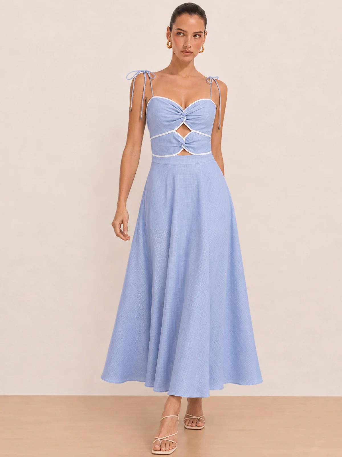 Cutout Tie Strap Maxi Dress | Commense