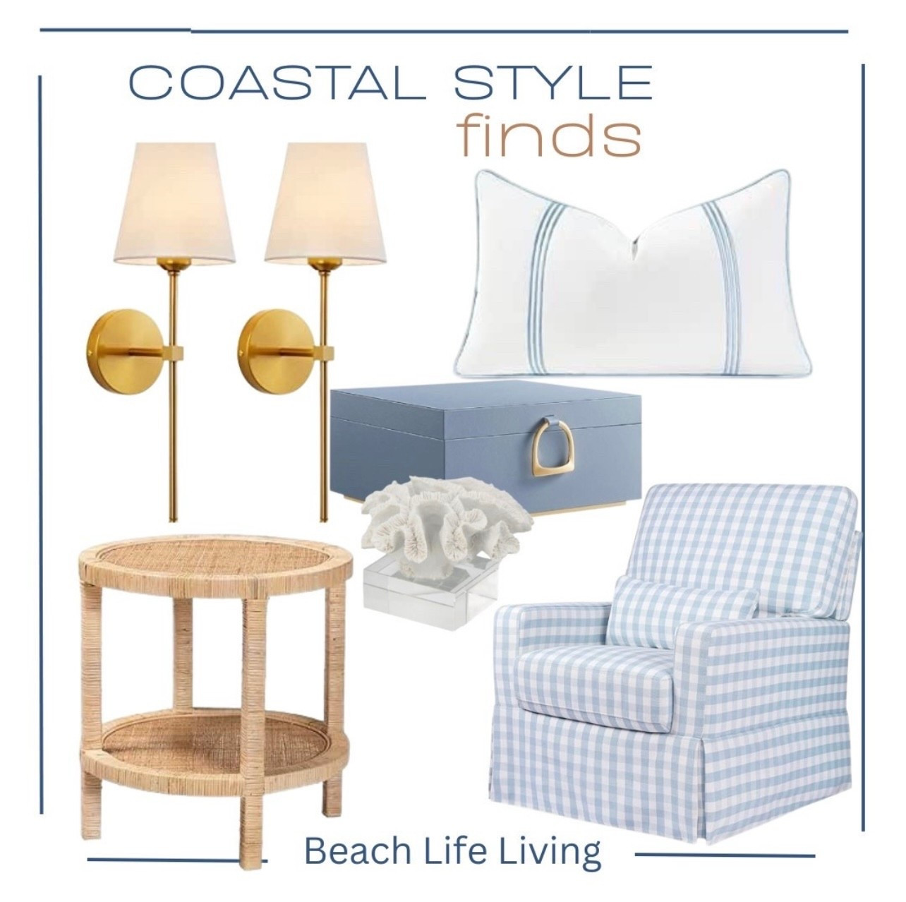 Coastal style finds
Rattan End Table
Blue swivel chair
Coastal pillow #LTKFamily 

#LTKHome #LTKFindsUnder50