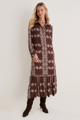Brown Floral Button Down Miller Maxi Dress | Tuckernuck (US)